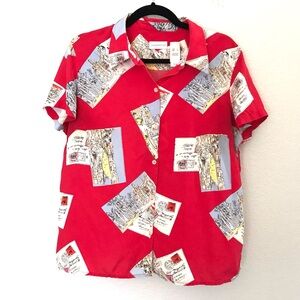 Liz Claiborne Vintage 100% Silk Europe Shirt in Red Sz Large